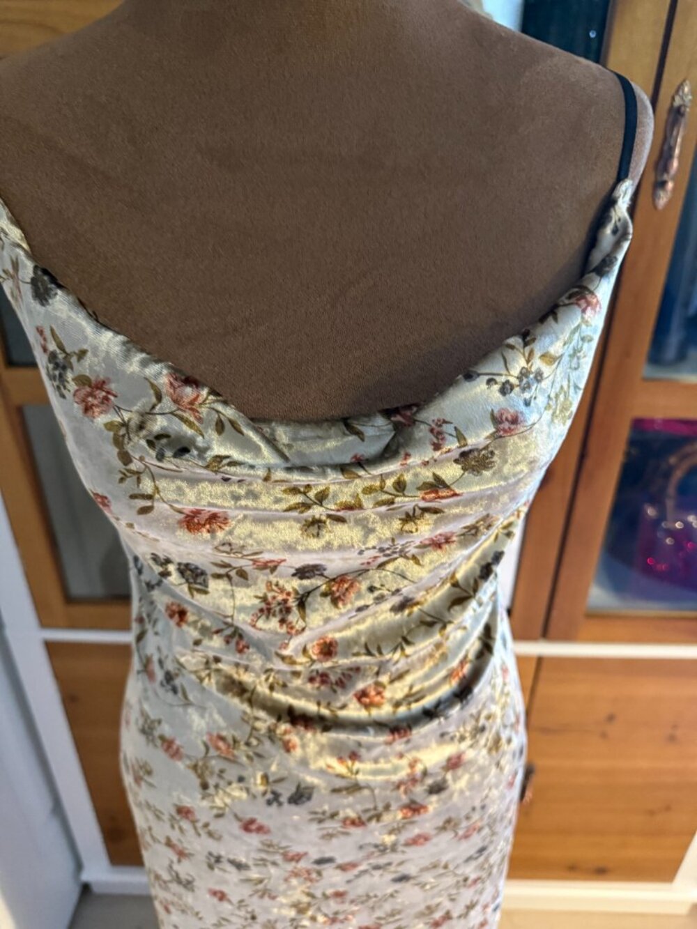 Velvet Floral Bodycon Dress Size M